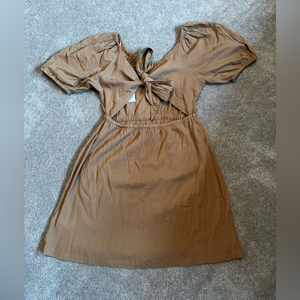 Old Navy Puff-Sleeve Tie-Back Cut-Out Mini Swing Dress for Women